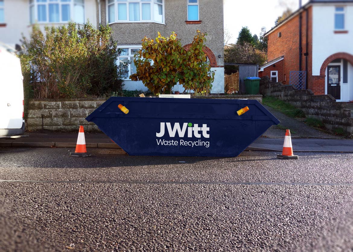 Skip on road | J Witt Waste Recycling