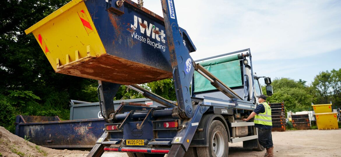 Aggregate 75mm to dust on skip | Skip hire offeredd by JWitt Waste Recycling in the south west